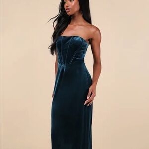 Blue Strapless Sheath Cocktail Dress